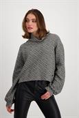 Sweatshirt mit Fischgrat-Muster schwarz gemustert