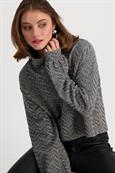 Sweatshirt mit Fischgrat-Muster schwarz gemustert