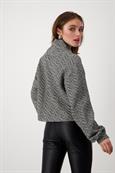 Sweatshirt mit Fischgrat-Muster schwarz gemustert