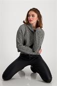 Sweatshirt mit Fischgrat-Muster schwarz gemustert