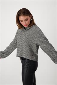 Sweatshirt mit Fischgrat-Muster schwarz gemustert