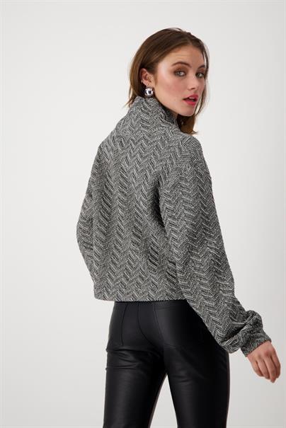 Sweatshirt mit Fischgrat-Muster schwarz gemustert