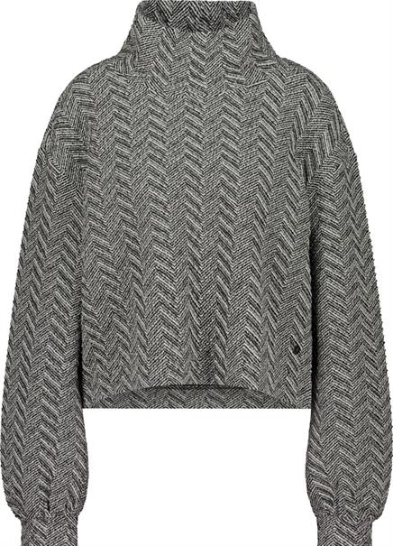 Sweatshirt mit Fischgrat-Muster schwarz gemustert