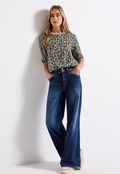 Sweatshirt mit Leo-Muster coastal beige