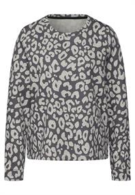 Sweatshirt mit Leo-Muster echo grey mel.