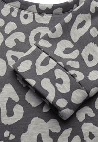 Sweatshirt mit Leo-Muster echo grey mel.