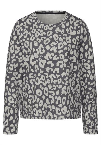 Sweatshirt mit Leo-Muster echo grey mel.