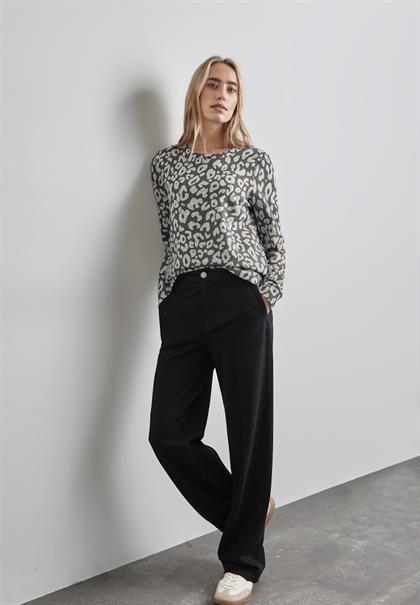 Sweatshirt mit Leo-Muster echo grey mel.
