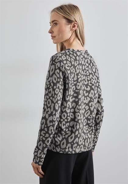 Sweatshirt mit Leo-Muster echo grey mel.
