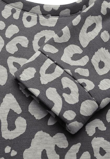 Sweatshirt mit Leo-Muster echo grey mel.
