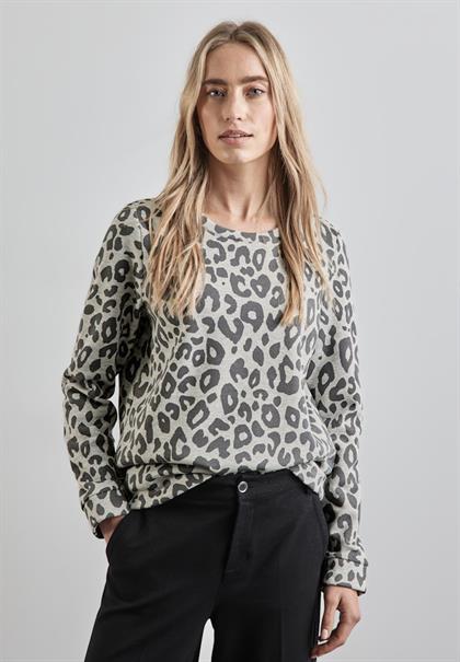 Sweatshirt mit Leo-Muster heather grey mel.
