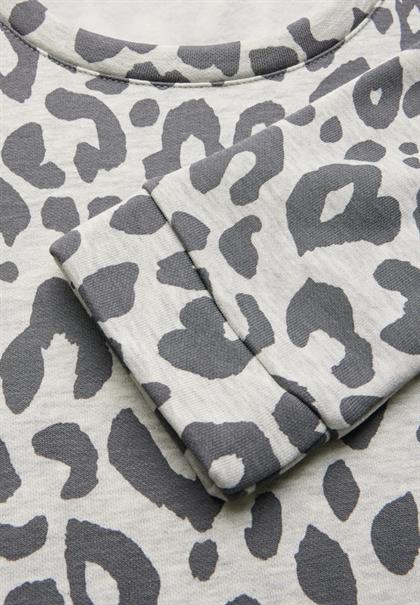 Sweatshirt mit Leo-Muster heather grey mel.
