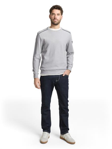 Sweatshirt mit Logo-Badge offwhite navy stripe structure