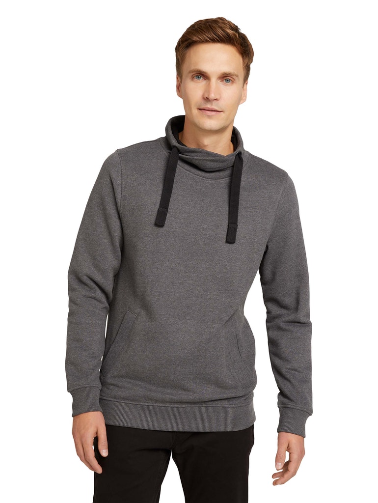 Tom Tailor Herren Sweatshirt Sweatshirt mit Stehkragen anthracite melange  bequem online kaufen bei