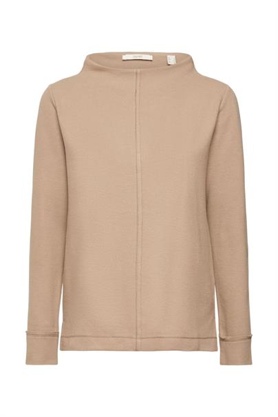Sweatshirt mit Stehkragen, Baumwollmix taupe