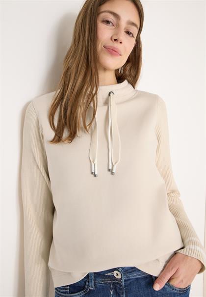 Sweatshirt mit Strickärmeln pearl beige