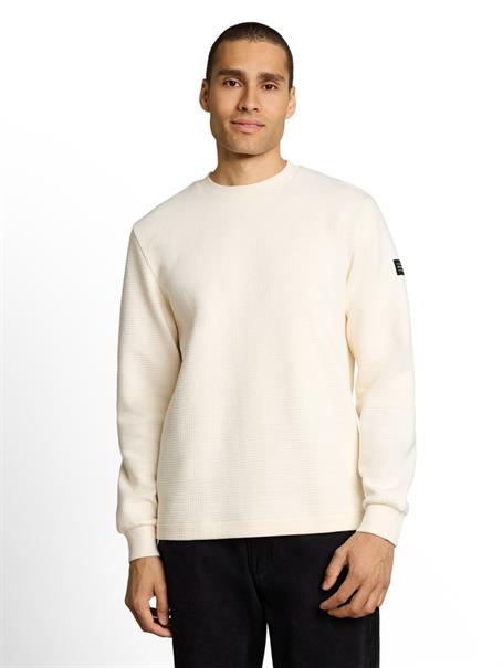 Sweatshirt mit Waffelstruktur gardenia white