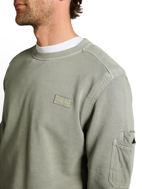 Sweatshirt mit Ärmeltasche greyish shadow olive