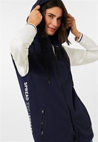 Sweatweste im Materialmix deep blue