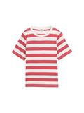 T-Shirt aus Baumwolle red offwhite block stripe