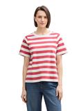 T-Shirt aus Baumwolle red offwhite block stripe