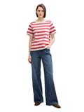 T-Shirt aus Baumwolle red offwhite block stripe