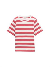 T-Shirt aus Baumwolle red offwhite block stripe