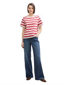 T-Shirt aus Baumwolle red offwhite block stripe