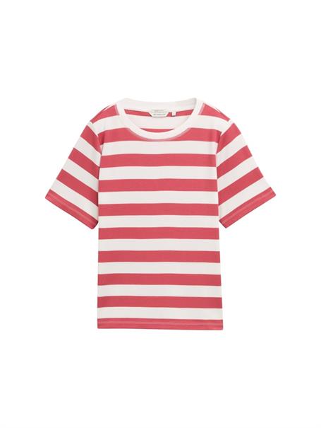 T-Shirt aus Baumwolle red offwhite block stripe