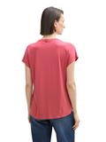 T-Shirt aus Materialmix berry red