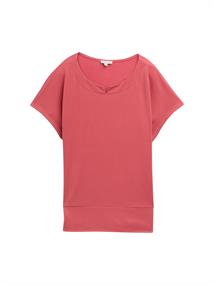 T-Shirt aus Materialmix berry red