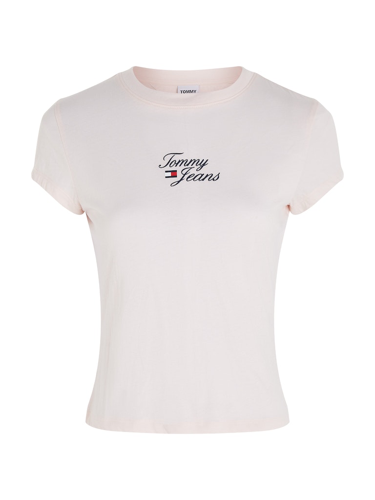 Tommy Jeans Damen T-Shirt T-Shirt Essential Logo rosa bequem 