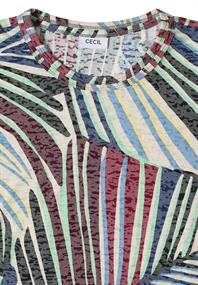 T-Shirt im Ausbrenner-Look mit Print palm breeze green