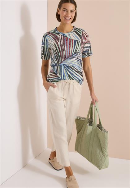 T-Shirt im Ausbrenner-Look mit Print palm breeze green