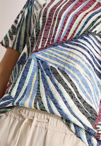 T-Shirt im Ausbrenner-Look mit Print palm breeze green