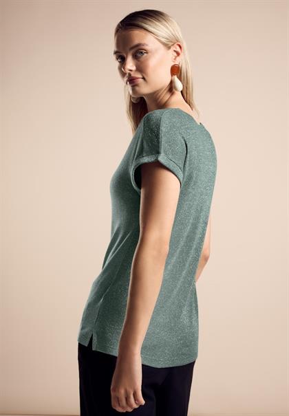 T-Shirt im Glanz-Look seafoam green