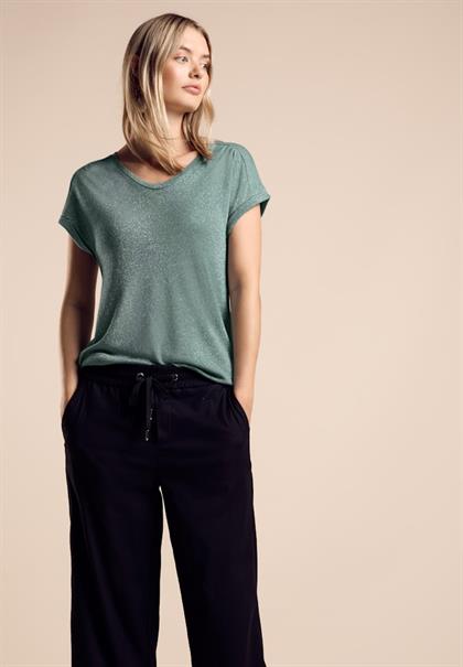 T-Shirt im Glanz-Look seafoam green
