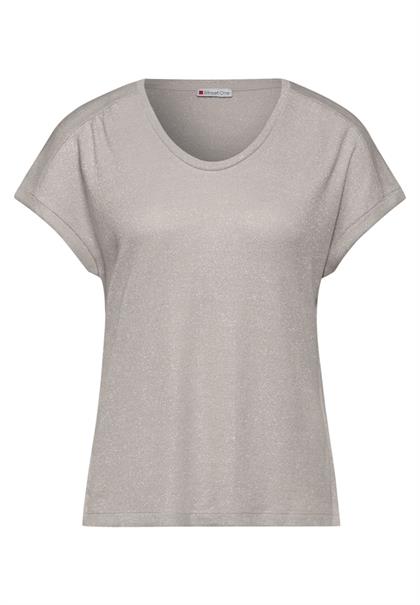 T-Shirt im Glanz-Look smooth sand beige