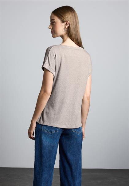T-Shirt im Glanz-Look smooth sand beige