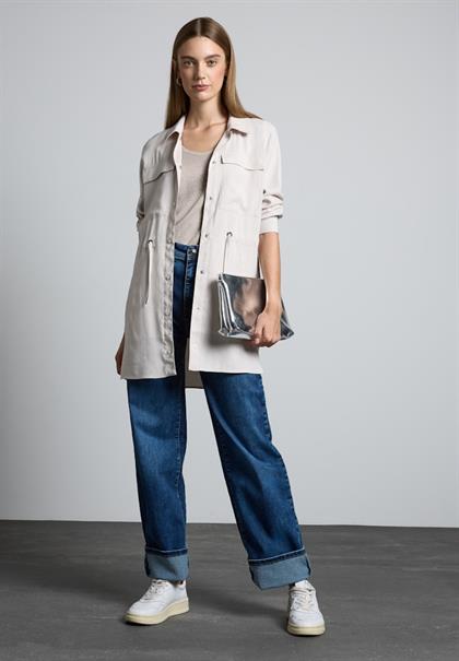 T-Shirt im Glanz-Look smooth sand beige