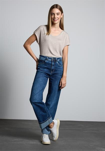 T-Shirt im Glanz-Look smooth sand beige