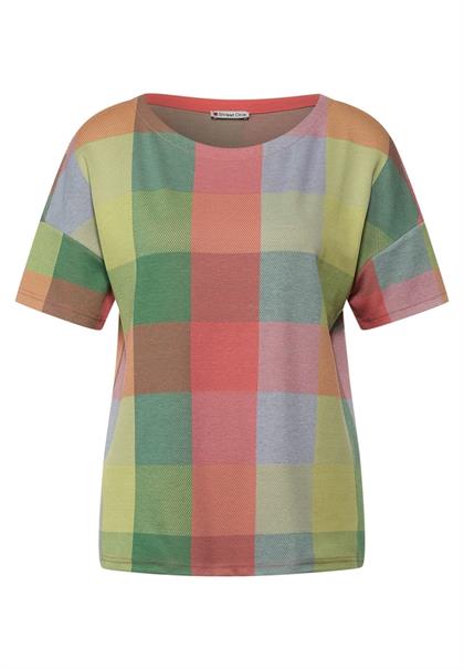 T-Shirt im Karodessin sunset coral