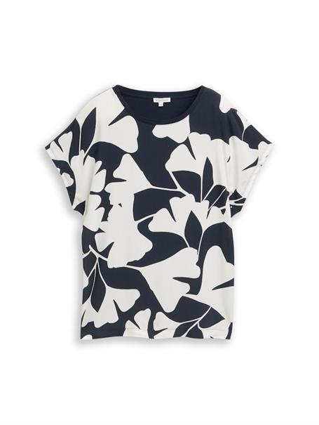 T-Shirt im Material-Mix big navy ginkgo