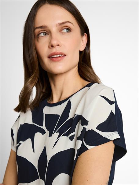 T-Shirt im Material-Mix big navy ginkgo