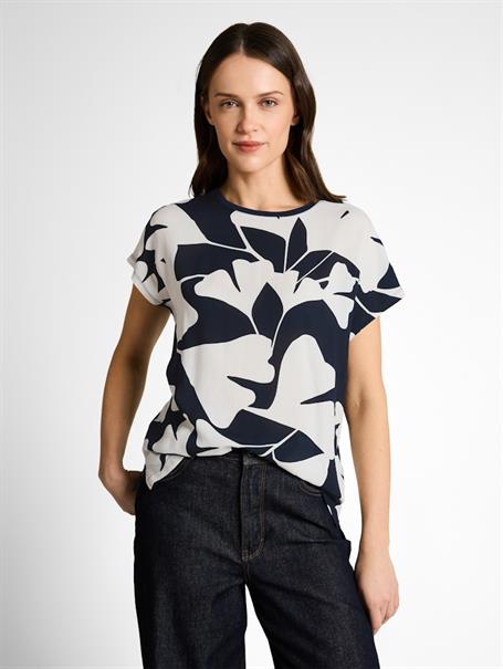 T-Shirt im Material-Mix big navy ginkgo