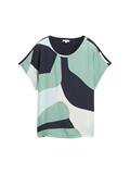 T-Shirt im Material-Mix faded green abstract flower