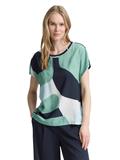 T-Shirt im Material-Mix faded green abstract flower
