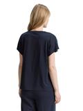 T-Shirt im Material-Mix faded green abstract flower