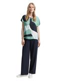 T-Shirt im Material-Mix faded green abstract flower