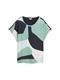 T-Shirt im Material-Mix faded green abstract flower